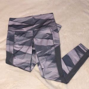 Gray Mesh-Sided Leggings